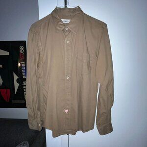 Buck Mason Long Sleeve Button Down. Size XL. Tan/Brown